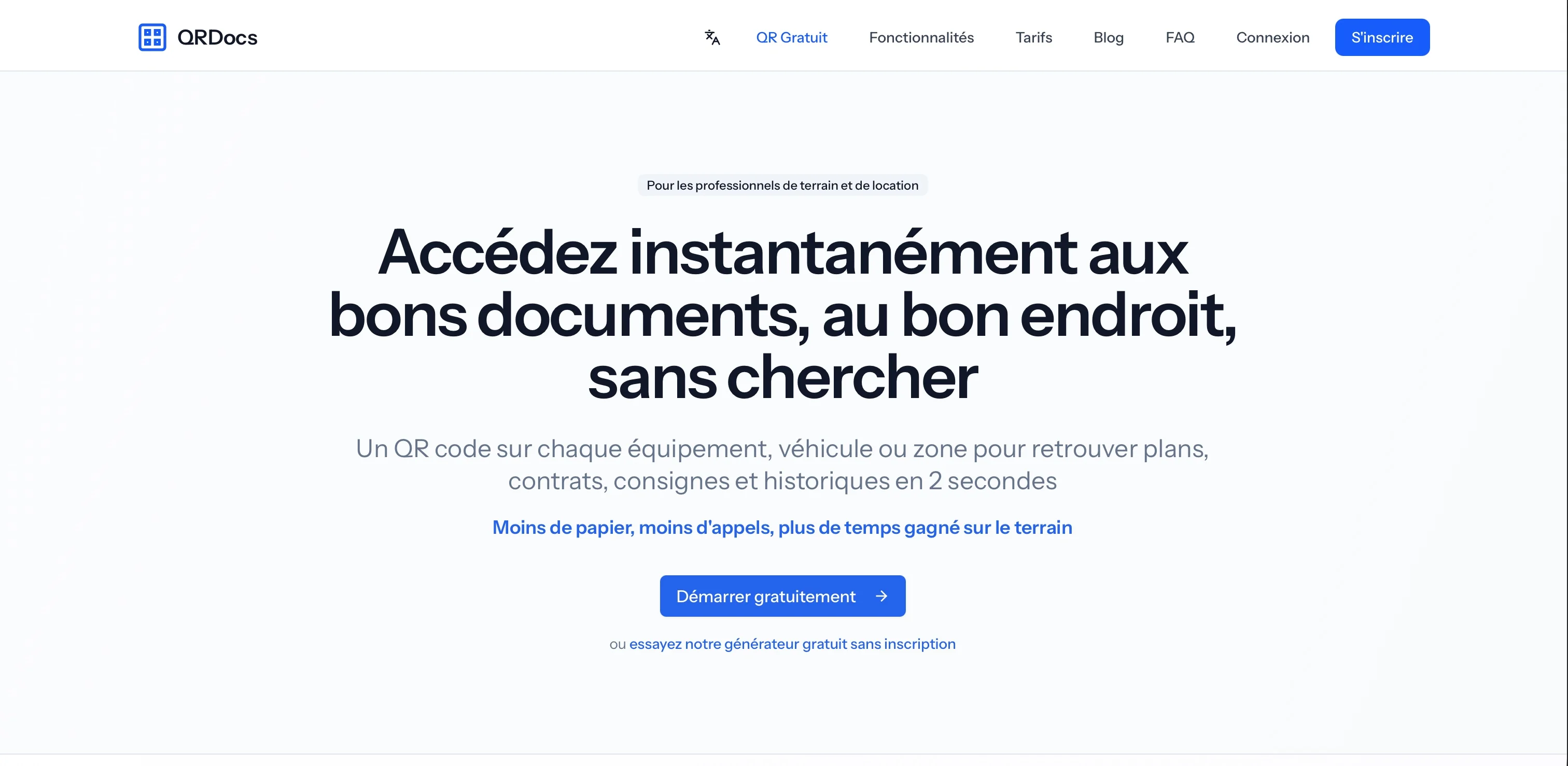 Capture de l'application QRDocs
